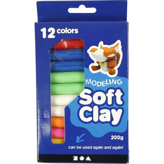 Modelliermasse "Soft Clay" - Sortiment, Sortierte Farben, 200g