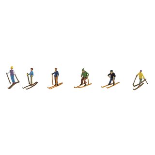 Kunststoff-Miniaturen Skifahrer, sortiert, ca. 2cm, Beutel 6Stück