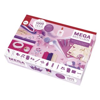 Mega-Bastelbox Unicorn 1.000 Teile, weiß/pink/lila Töne, Box