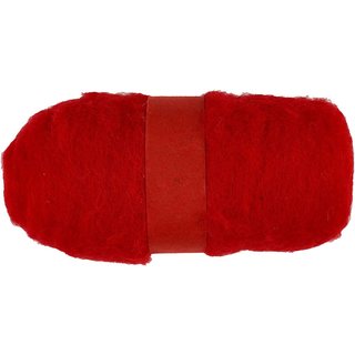 Filzwolle, Kardierte Wolle, 100 g, rot, 1 Bund