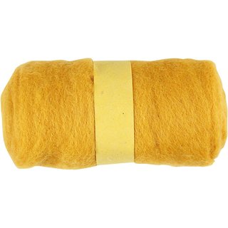 Filzwolle, Kardierte Wolle, 100 g, gelb, 1 Bund