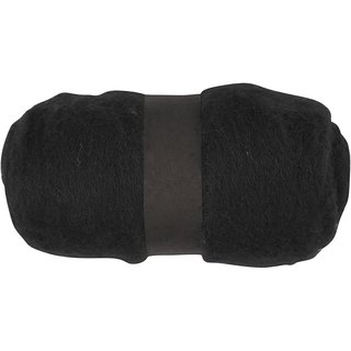 Filzwolle, Kardierte Wolle, 100 g, schwarz, 1 Bund