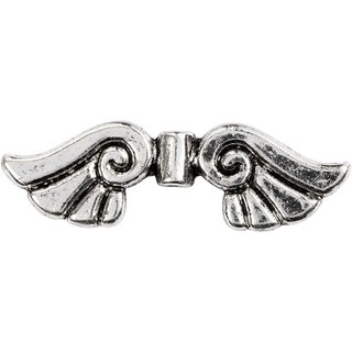 Flügel für Perlenengel, B 35 mm, Lochgröße 1,5 mm, 6 Stk., Antiksilber