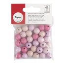Holz Perlen Mischung  12mm ø, rosa Töne, poliert, Beutel 32Stück