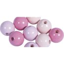 Holz Perlen Mischung  12mm ø, rosa Töne, poliert, Beutel 32Stück