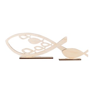Holzmotive Fische, natur, 20x8,3cm, 4-teilig, Beutel 1 Set