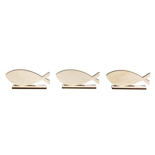 Holzmotiv Fische zum Stellen, natur, 10x4,4cm, 12-teilig, Beutel 1 Set