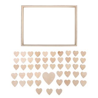 Gästebuch mit Herzen aus Holz, 35x26x4cm, zum Stellen, Box 1 Set
