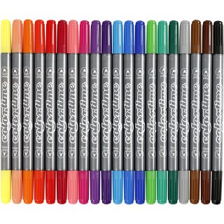 Colortime Dual-Filzstifte, Strichstärke: 2,3+3,6 mm, Standard-Farben, 6 - 20 Farben