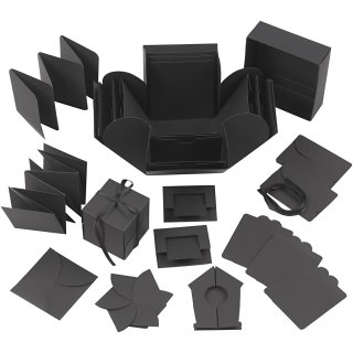 Geschenkbox "Explosionsbox", Größe 7x7x7,5+12x12x12 cm, 1Stck., Schwarz