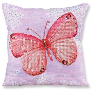 Diamond Dotz® Kissen Schmetterling rosa, 44x44 cm, 1 Set