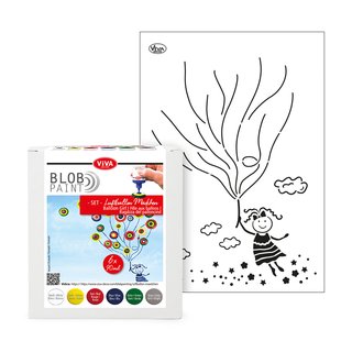 Blob Paint FarbSet + Schablone DIN A3, "Luftballon-Mädchen"