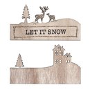 Holzdeko m. Schrift "LET IT SNOW", 11x6,2cm,...