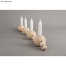 Rohholzkugel Kerzenhalter, 7cm ø, natur, für Adventskranz, Geburtstagszug/Raupe