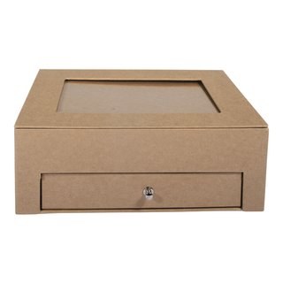 Pappmaché Box mit Schublade, kraft, Aufbewahrungsbox, Passepartoutbox