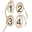 Holzscheiben mit Adventzahlen, H 7 cm, B 4 cm, 4 Stck.