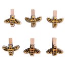 Holz-Klammern mit Bienen, honiggelb, 3,5cm, Btl. 6...