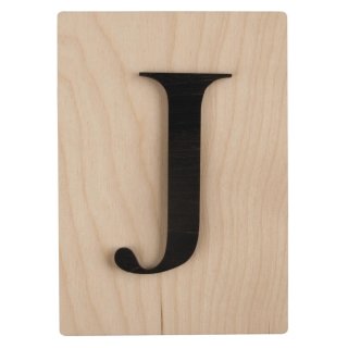 Holz-Buchstabe J, schwarz, 10,5x14,8cm, im Scrabble-Style