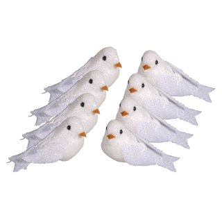 Hochzeitstauben glitzernd, Deko-Tauben beglimmert, weiß, in 2 Größen erhältlich