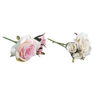 Rosen Pick, 15cm, 3 Blüten, Rose weiß oder rosé