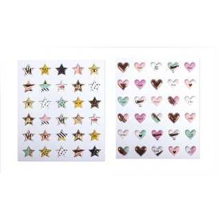 Puffy Sticker Herzen oder Sterne, 30 Sticker, Schaumstoffsticker