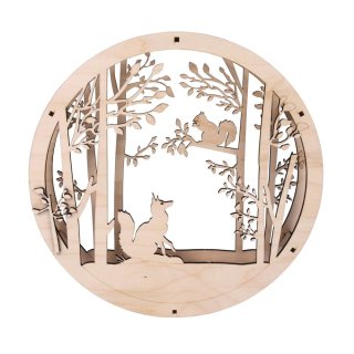Holz-Kranz Wald mit Fuchs und Eichhörnchen, 30cm ø, natur, Box 1 Set