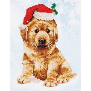 Diamond Dotz® Christmas "Hund mit Weihnachtsmütze", 27x35 cm, 1 Set