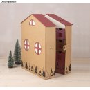 Pappmaché Adventskalender, 24x12,4x30,2cm, Haus, zum Aufklappen