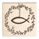 Stempel Festtagskranz mit Fisch, 6x6cm, 1 Stück