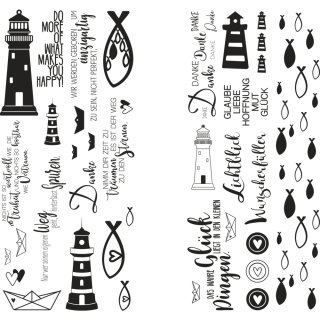 Transferfolie "Fische, Leuchtturm & Co.", verschiedene Designs, 2Bogen
