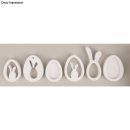 Silikon Gießform Eier + Hasen Anhänger, 14,5x26x1,5cm, 6 Formen, Box 1Stück