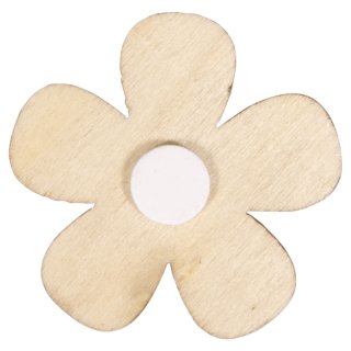 Holz Streuteile Floral, FSC Mix Credit, bunt, 3,3-3,6cm, SB-Btl. 10Stück