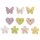 Holz Streuteile Floral, FSC Mix Credit, bunt, 3,3-3,6cm, SB-Btl. 10Stück