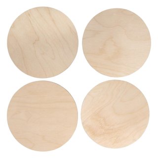 Holz Platten Set L, FSC Mix Credit, natur, 15-15,5cm ø,Stärke 4mm, SB-Btl. 4Stück
