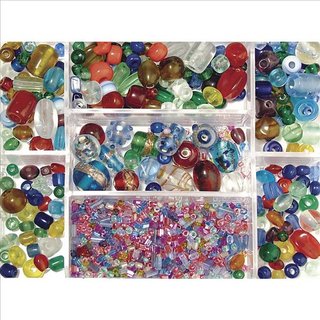 Glasperlen-Box, bunt, 115g, Farb- und Größenmix