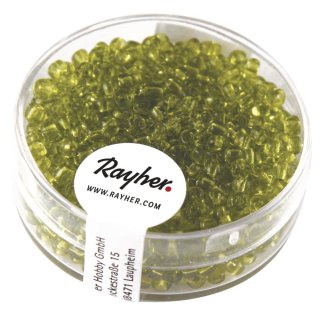 Rocailles, 2,6 mm ø, transparent, hellgrün, Dose 17g