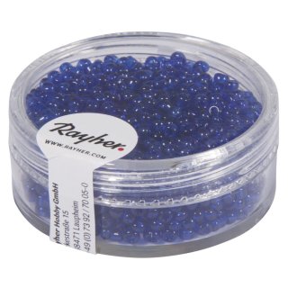 Rocailles, 2 mm &oslash;, transparent, dunkelblau, Dose 17g