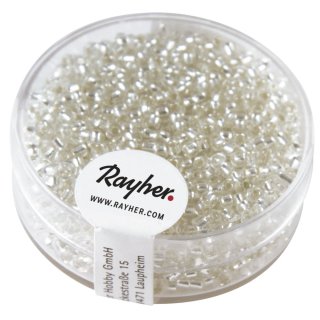Rocailles, 2 mm &oslash;, mit Silbereinzug, silber, Dose 17g