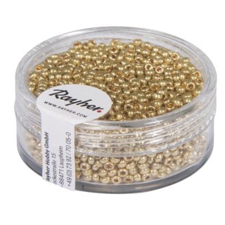 Rocailles, 2,0 mm &oslash;, perlmutt, gold, nicht waschbar, Dose 17g