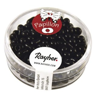 Papillon-Rocailles, 3,2x6,5 mm, schwarz, Dose 18g