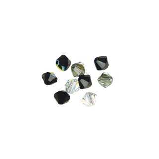 Swarovski Kristall-Schliffperlen, Schwarz-Weiß-Töne, 4 mm ø, Dose 50 Stück
