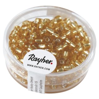 Rocailles, 4 mm &oslash;, mit Silbereinzug, gold, Dose 17 g