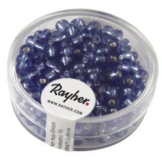Rocailles, 4 mm &oslash;, mit Silbereinzug, h.blau, Dose 17 g