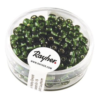 Rocailles, 4 mm ø, mit Silbereinzug, grün, Dose 17 g