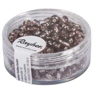 Rocailles, 4 mm &oslash;, mit Silbereinzug, lila, Dose 17 g