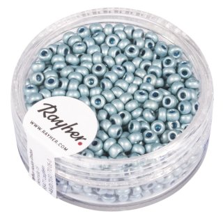 Metallic-Rocailles, matt, azurblau, 2,6 mm ø, Dose 17g