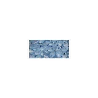 Magatama Perlen, trans.Frost, Regenbogen, aquamarin, 4x7 mm, l&auml;nglich, Dose 9g