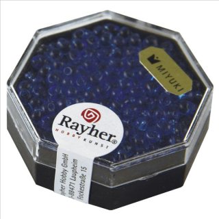 Miyuki-Perle-Drop, transparent, royalblau, Dose 12g, &oslash; 3,4 mm