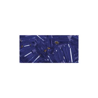 Miyuki-Glasstifte, transp., royalblau, 6x1,7mm transp. m. Silbereinzug, Dose 8g