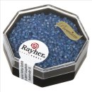 Delica-Rocailles, 1,6 mm ø,  Rainbow , azurblau, Dose 8g, transparent, matt